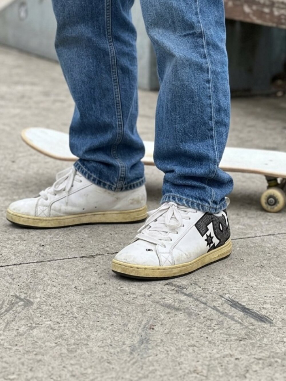 DC Court Graffik White Leather Skate Sneakers